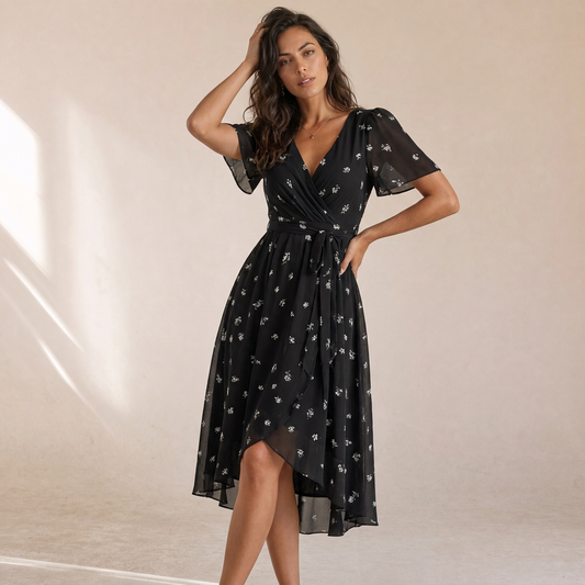 Valentina - Vestito Midi Floreale A Portafoglio