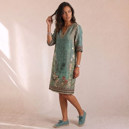 Lore - Abito Midi Floreale Con Scollo A V