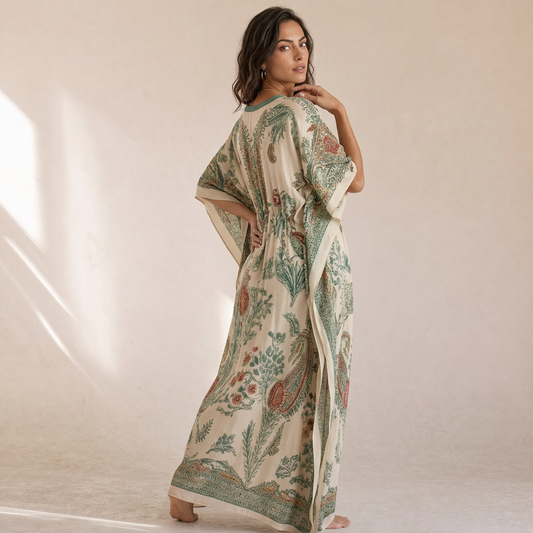 Arden - Caftano Floreale Con Scollo A V
