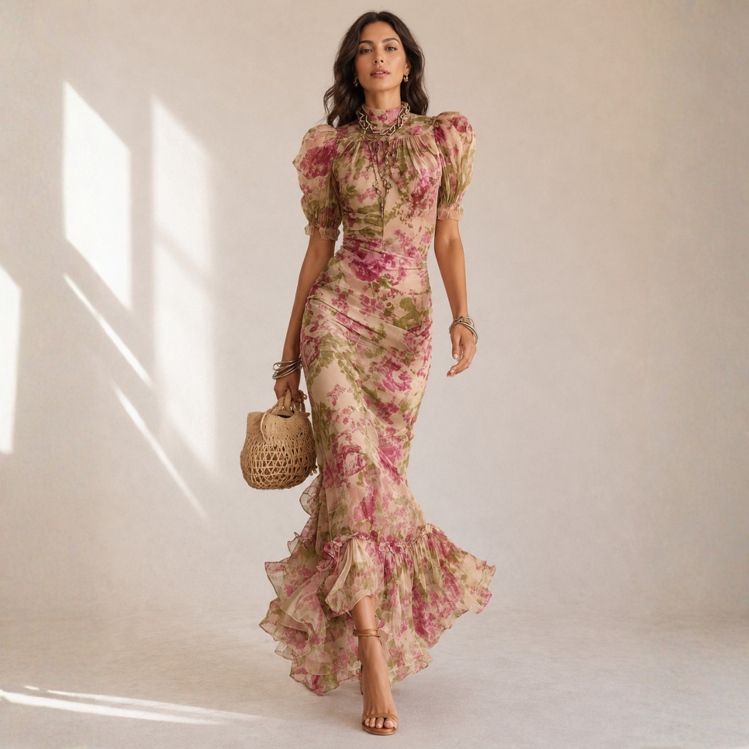 Muriel - Vestito Aderente Lungo Con Stampa Floreale, foto principale
