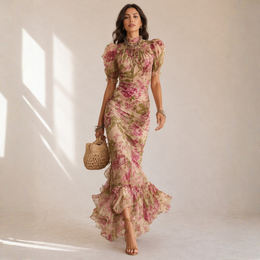 Muriel - Vestito Aderente Lungo Con Stampa Floreale, foto principale