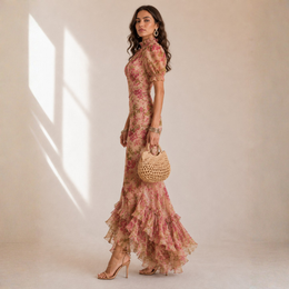 Muriel - Vestito Aderente Lungo Con Stampa Floreale, dettaglio 2