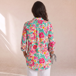 Giulia - Camicia Casual A Maniche Lunghe Con Stampa Floreale Retrò Vivace, dettaglio 3