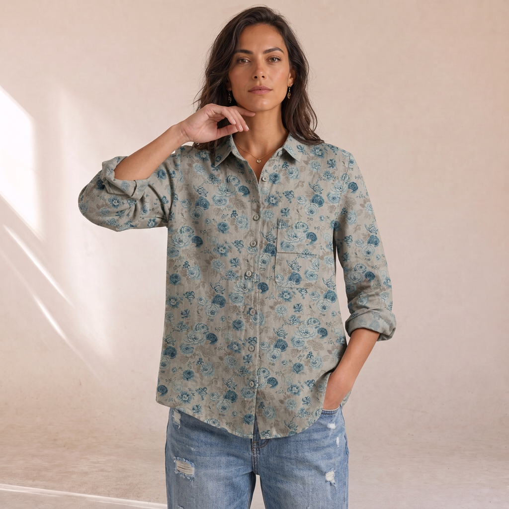Jill - Camicia Donna Estiva Oversize Floreale, foto principale