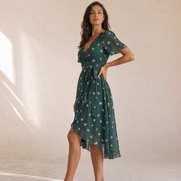 Valentina - Vestito Midi Floreale A Portafoglio