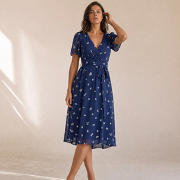 Valentina - Vestito Midi Floreale A Portafoglio