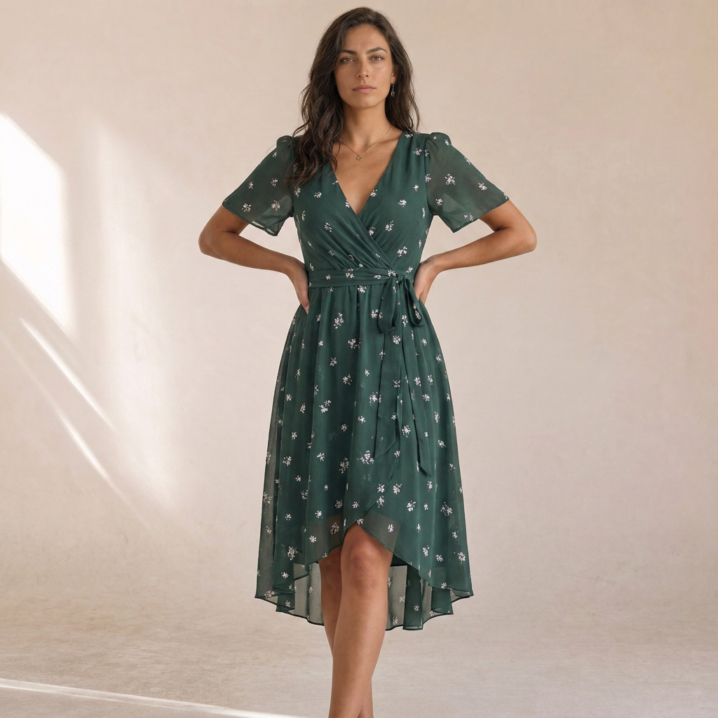 Valentina - Vestito Midi Floreale A Portafoglio