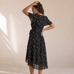 Valentina - Vestito Midi Floreale A Portafoglio