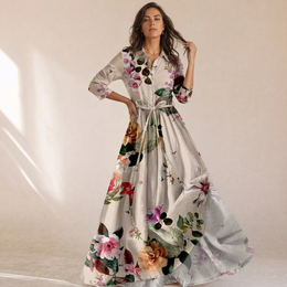 Alessia - Vestito Floreale Con Bottoni Frontali