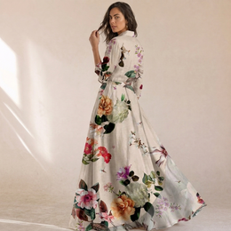Alessia - Vestito Floreale Con Bottoni Frontali