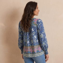 Elena - Blusa Estiva Floreale Con Maniche A Sbuffo