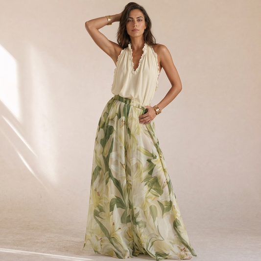 Elena - Completo Due Pezzi Floreale Vacanza Chic