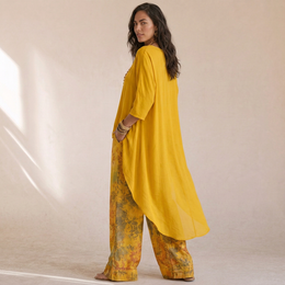 Alessia - Completo Due Pezzi Floreale Con Pantaloni Ampi