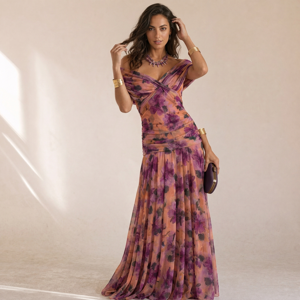 Catriona - Abito Maxi Plissettato Floreale