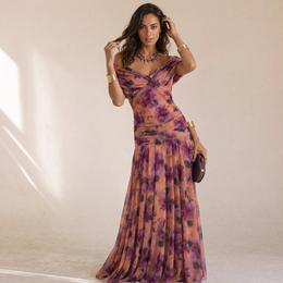 Catriona - Abito Maxi Plissettato Floreale