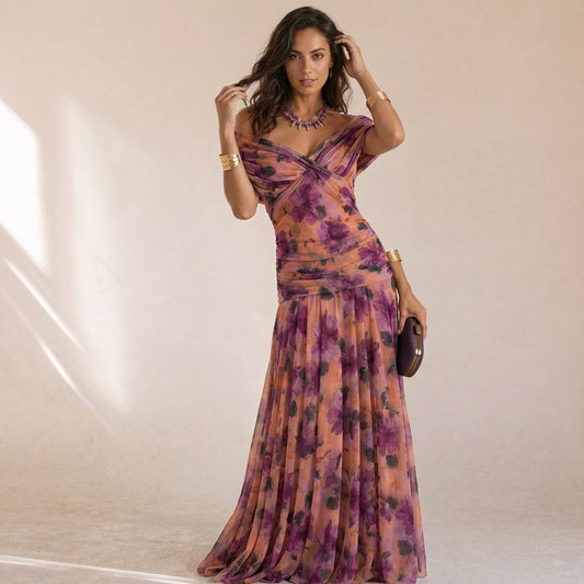 Catriona - Abito Maxi Plissettato Floreale