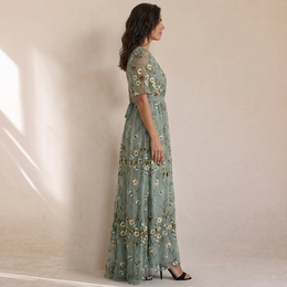 Charlotte - Abito Maxi Floreale Con Scollo A V