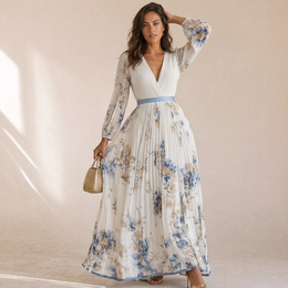 Bianca - Abito Maxi In Chiffon Floreale Con Maniche A Palloncino
