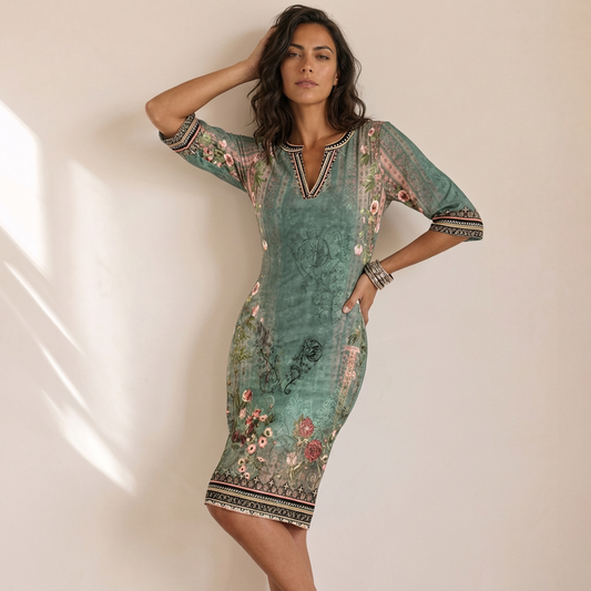 Lore - Abito Midi Floreale Con Scollo A V
