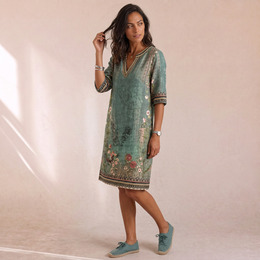 Lore - Abito Midi Floreale Con Scollo A V