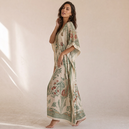 Arden - Caftano Floreale Con Scollo A V